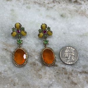 Anthropology colorful post earrings orange jewel
